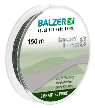 Balzer Iron Line 8 - 8-fach geflochtene Angelschnur grün - 150m 0,18mm - 12,7 kg